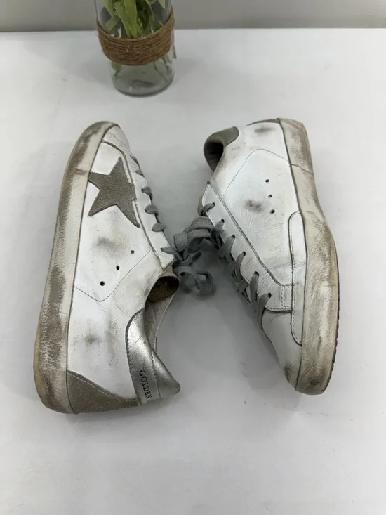 Golden Goose Deluxe Brand Super-Star sneakers in a white and silver colorway. - Picture 4 of 8